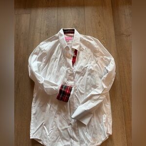Castaway White Shirt with Red Plaid Accents